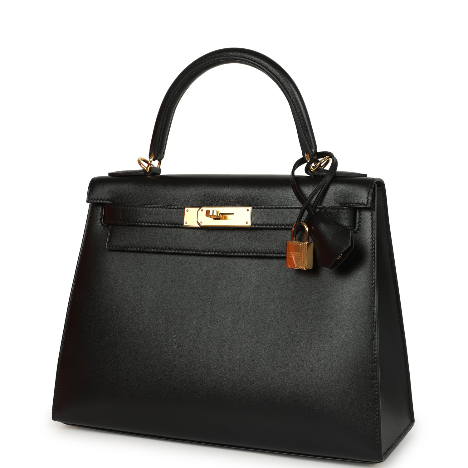Pre-owned Hermes Kelly Sellier 28 Black Tadelakt Gold Hardware