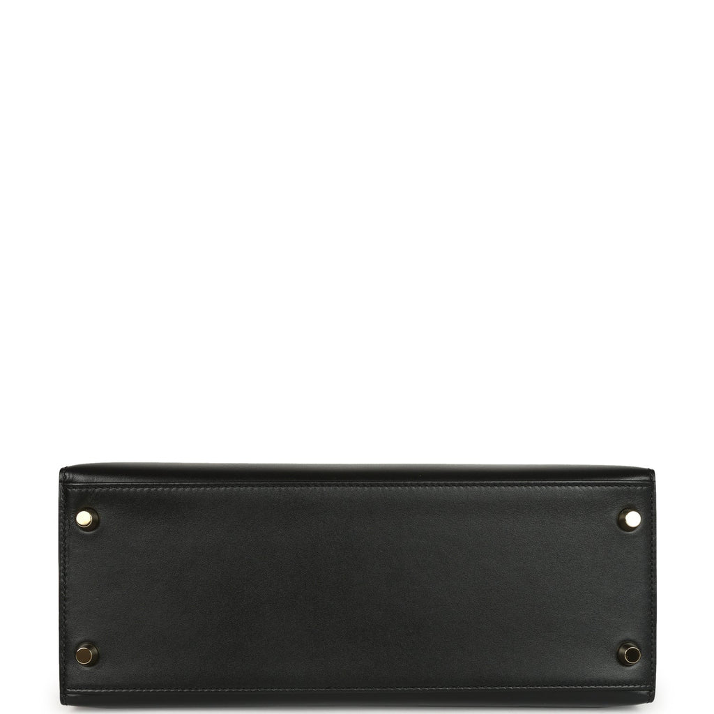 Pre-owned Hermes Kelly Sellier 28 Black Tadelakt Gold Hardware