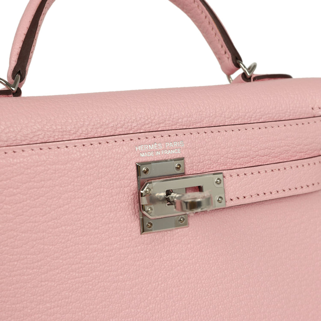 Hermes Kelly Sellier 20 Rose Sakura Chevre Mysore Palladium Hardware