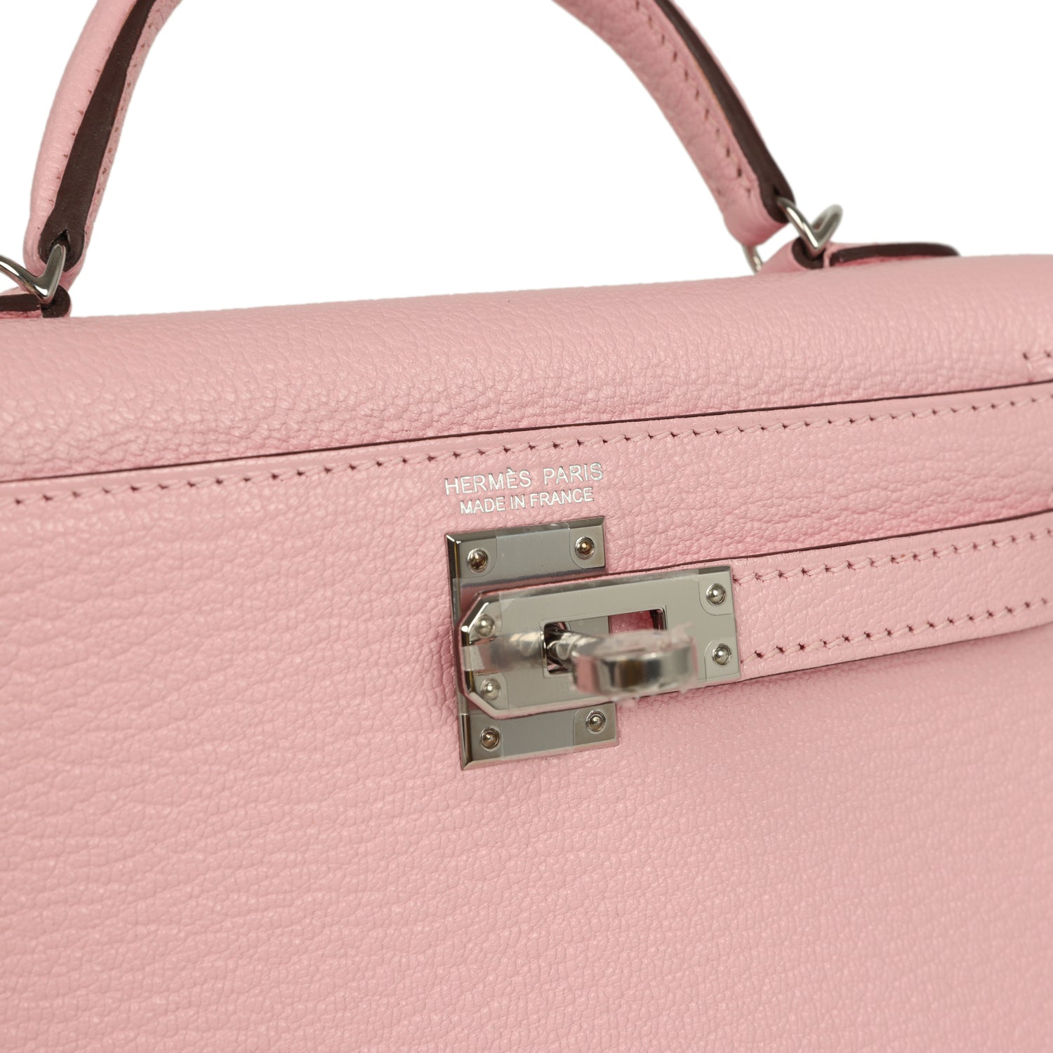 Hermes Kelly Sellier 20 Rose Sakura Chevre Mysore Palladium Hardware