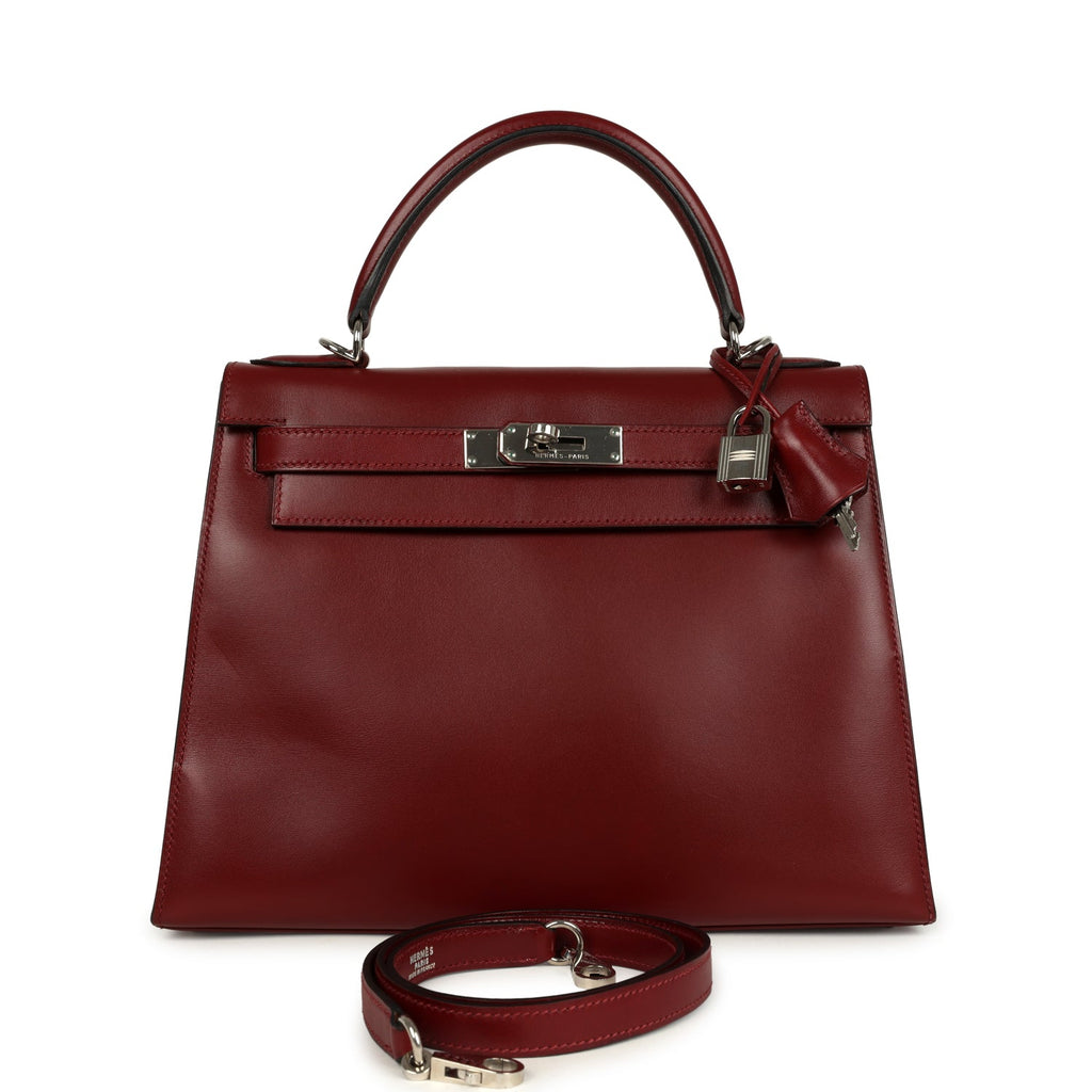 New Hermes Kelly Sellier 28 Rouge H Box Palladium Hardware