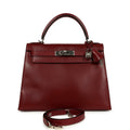 New Hermes Kelly Sellier 28 Rouge H Box Palladium Hardware