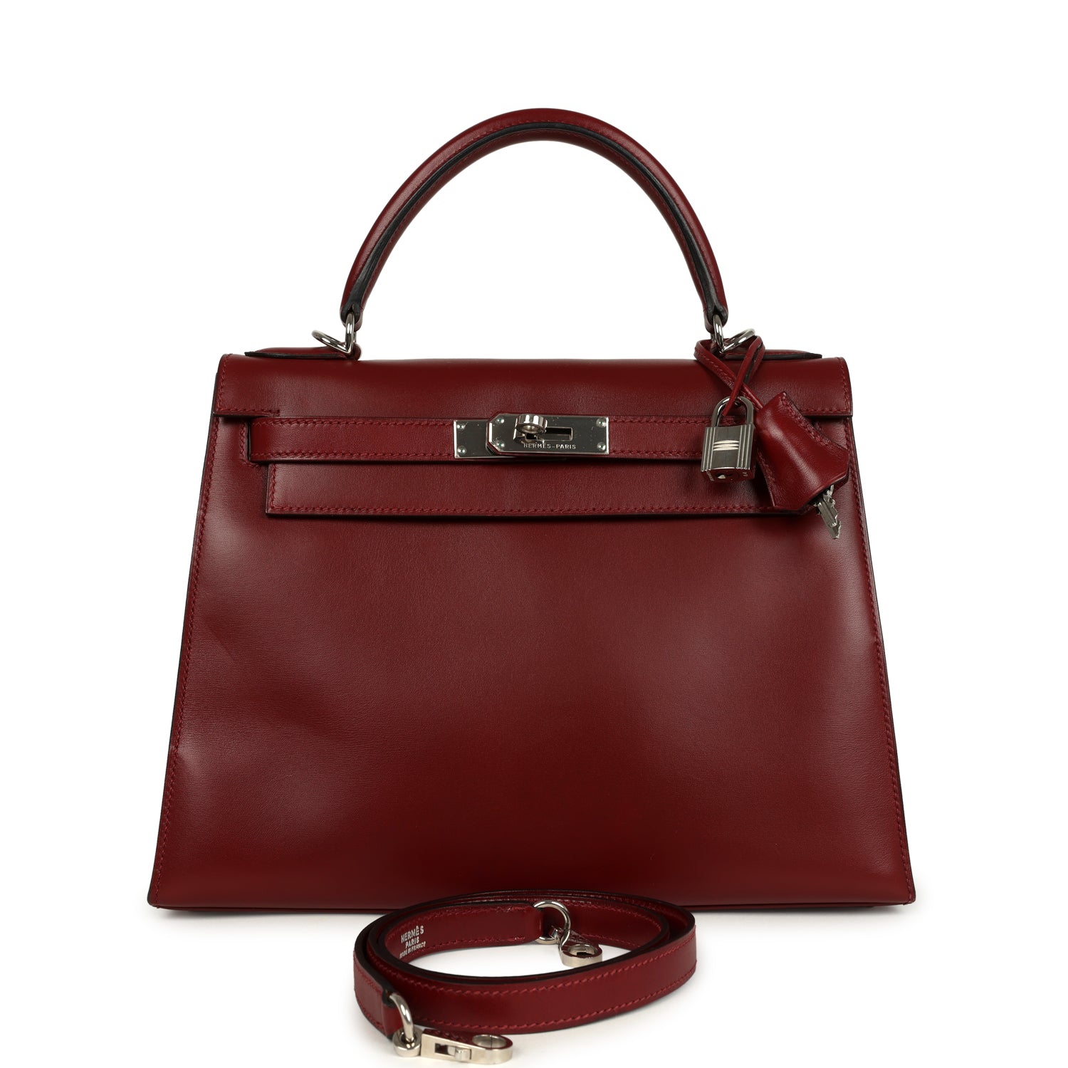 New Hermes Kelly Sellier 28 Rouge H Box Palladium Hardware