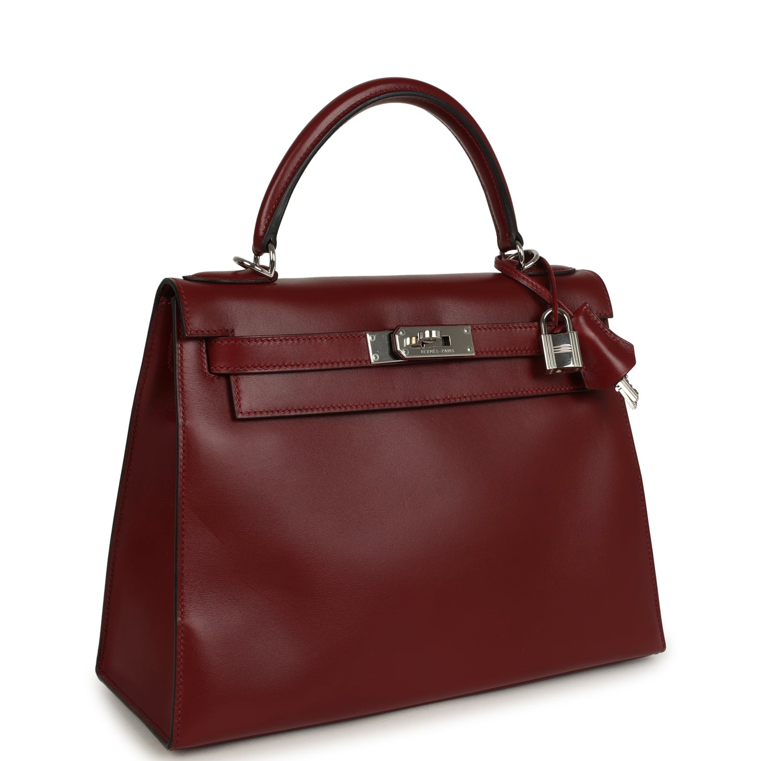 New Hermes Kelly Sellier 28 Rouge H Box Palladium Hardware