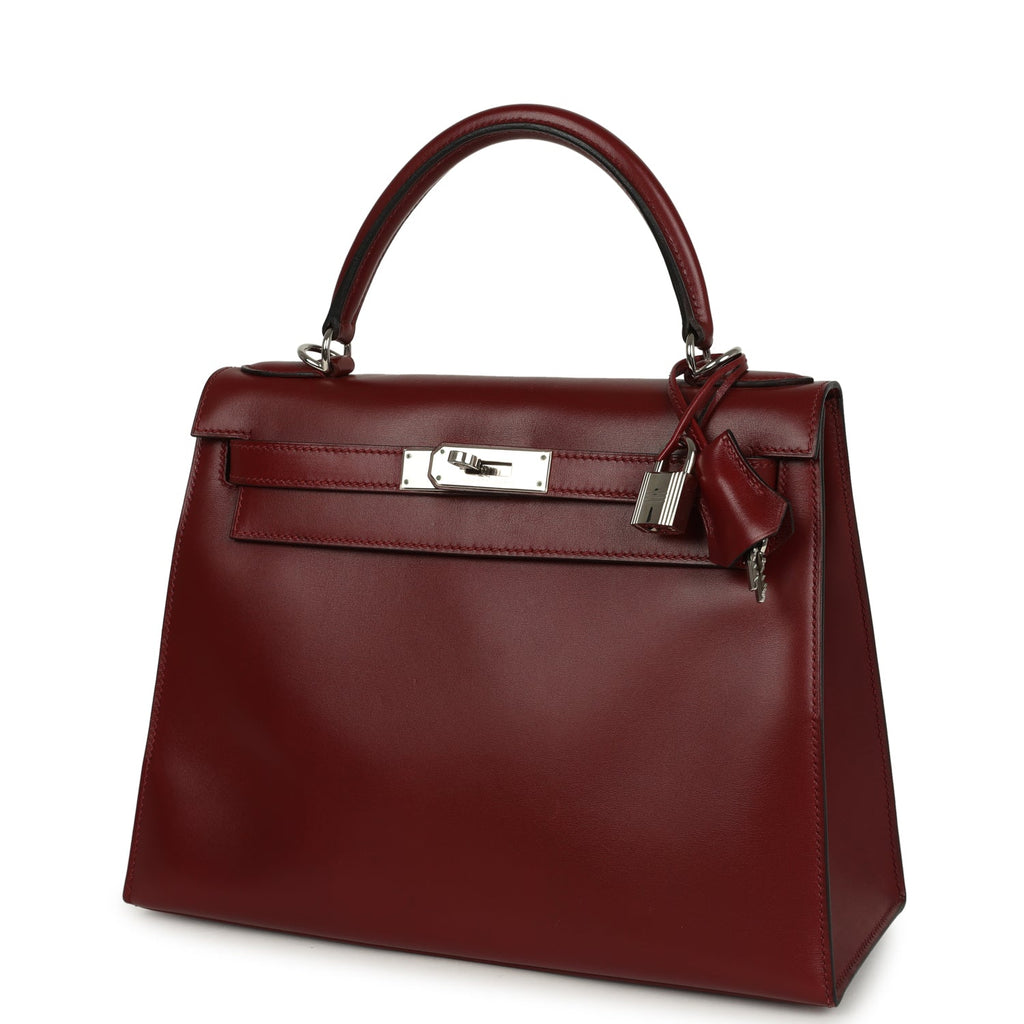 New Hermes Kelly Sellier 28 Rouge H Box Palladium Hardware