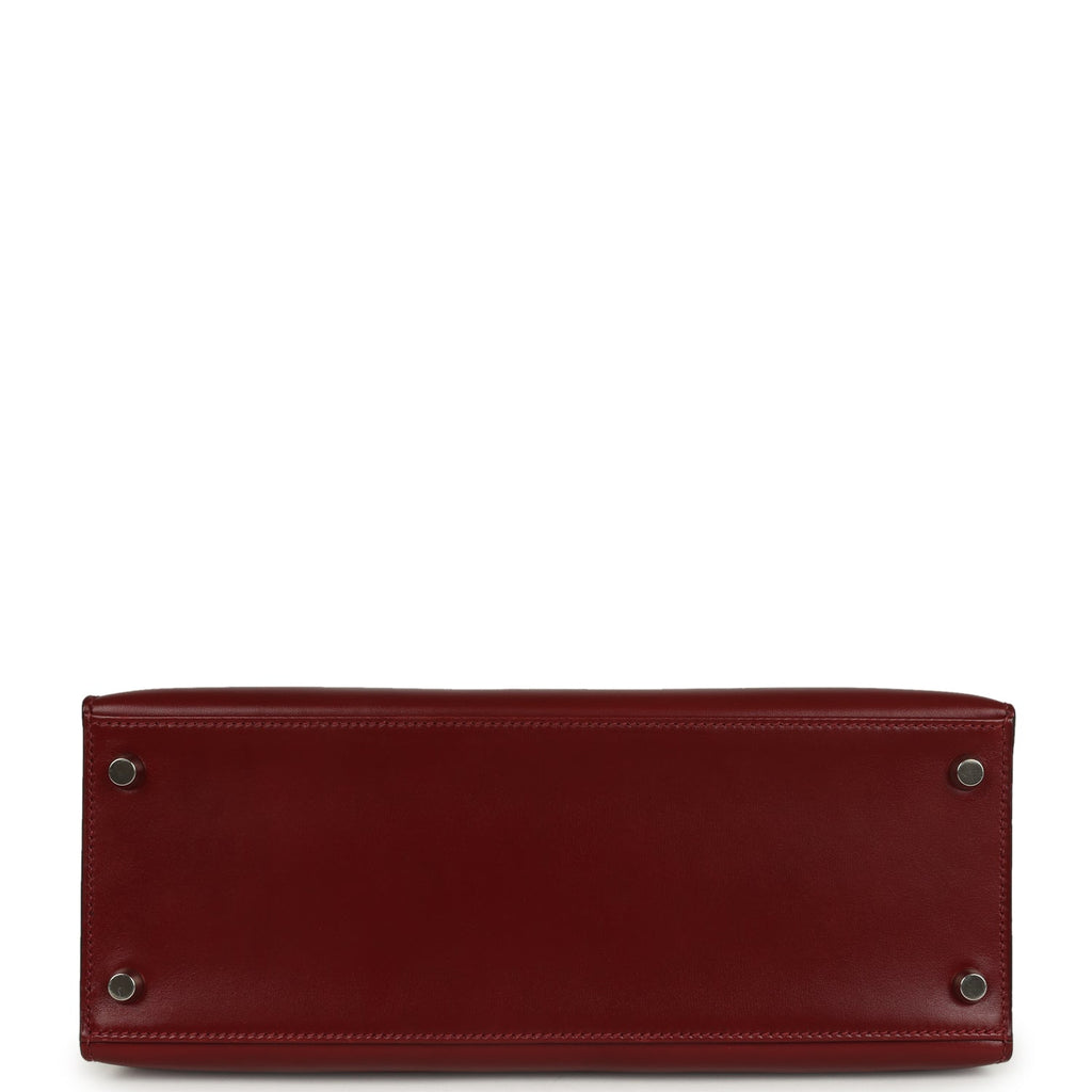 New Hermes Kelly Sellier 28 Rouge H Box Palladium Hardware
