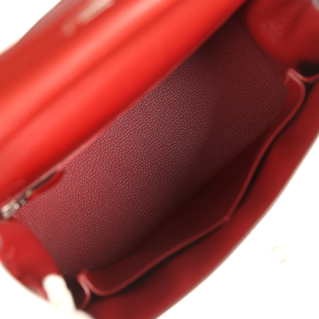 New Hermes Kelly Sellier 28 Rouge H Box Palladium Hardware