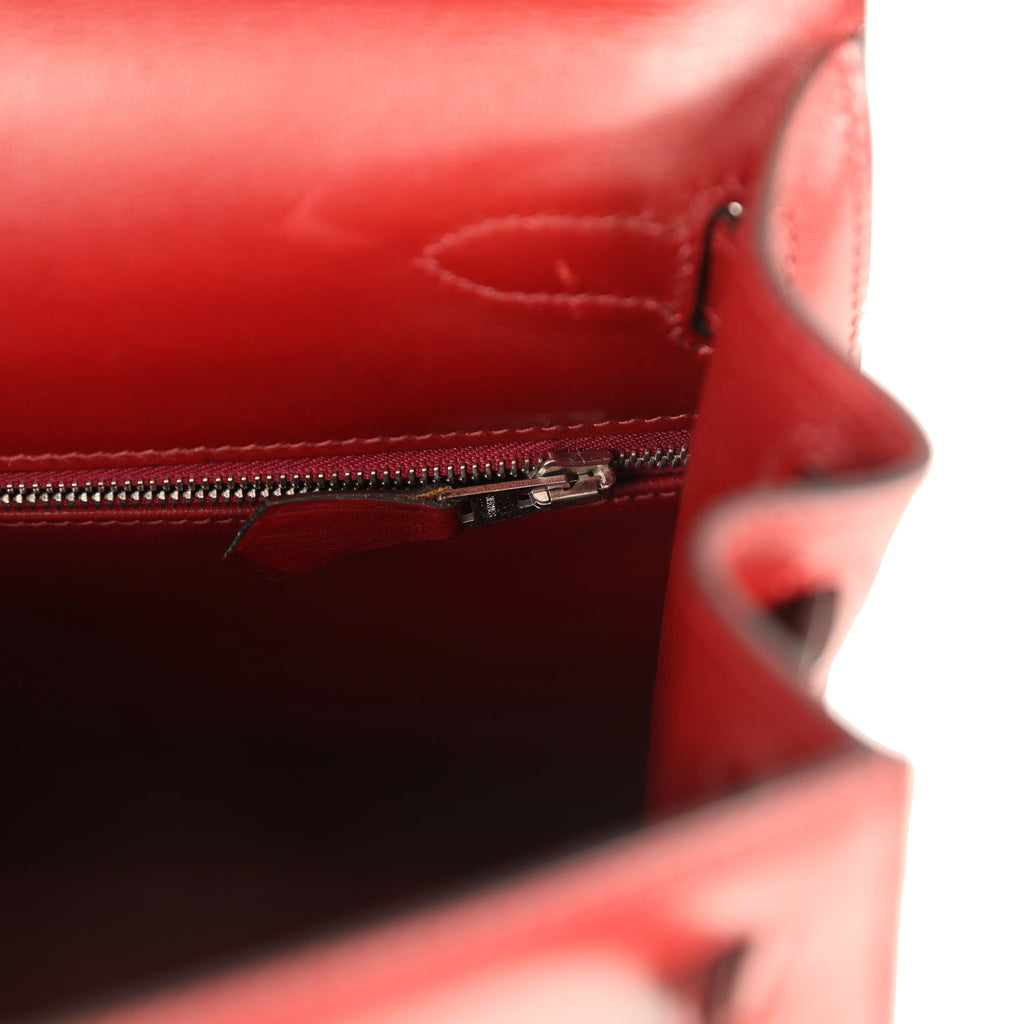 New Hermes Kelly Sellier 28 Rouge H Box Palladium Hardware