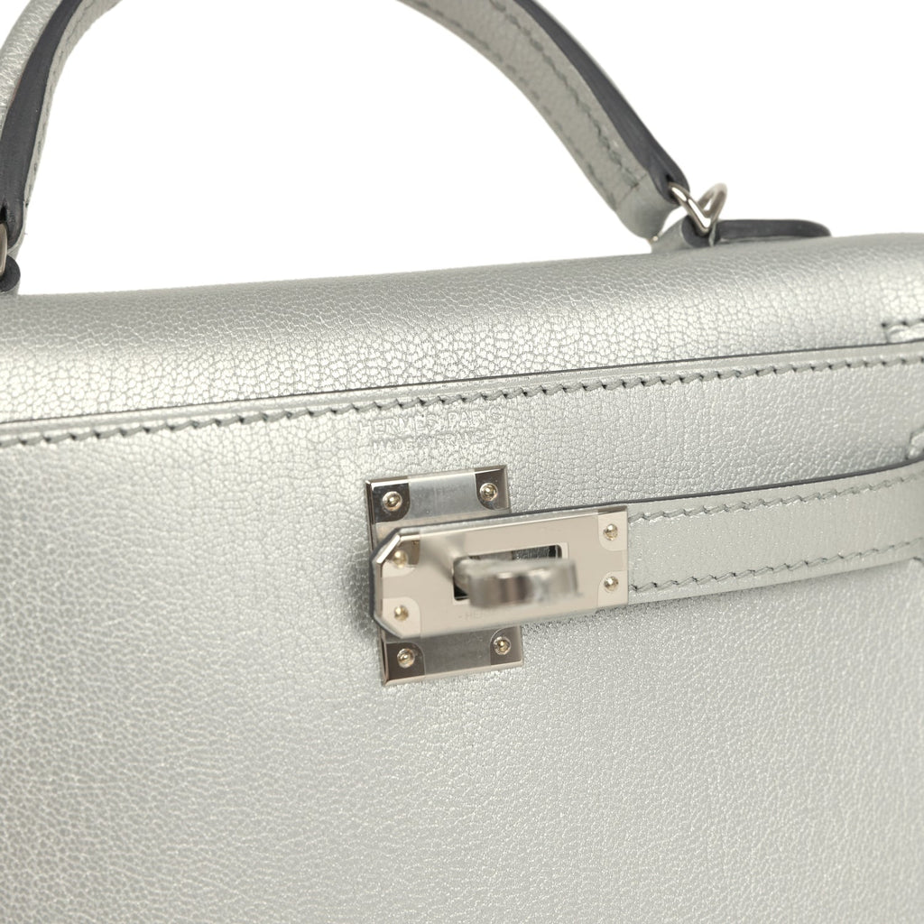 Hermes Kelly Sellier 20 Argent Chevre Chamkilight Palladium Hardware