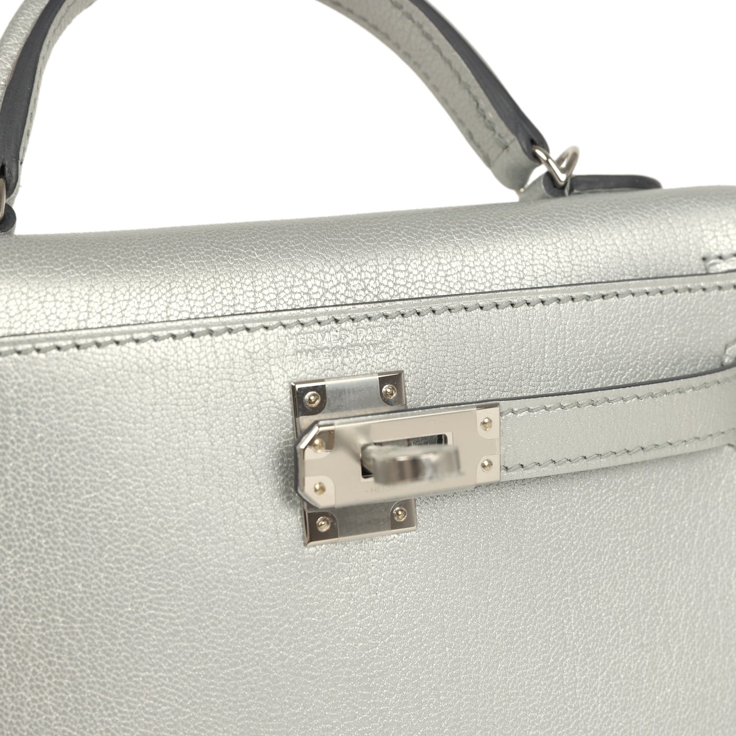 Hermes Kelly Sellier 20 Argent Chevre Chamkilight Palladium Hardware