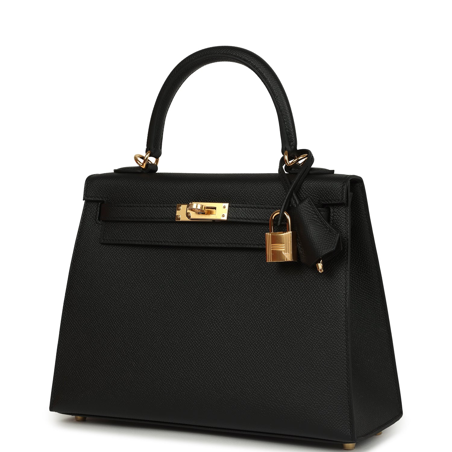 Hermes Kelly Sellier 25 Black Epsom Gold Hardware