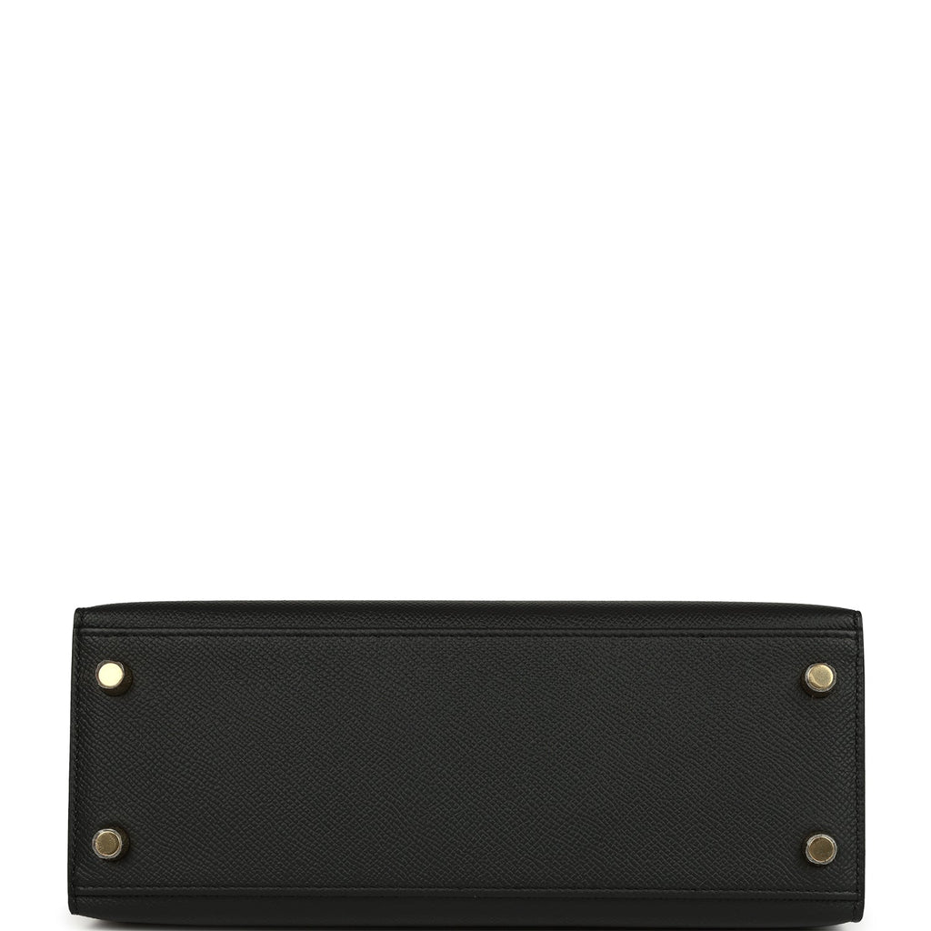 Hermes Kelly Sellier 25 Black Epsom Gold Hardware