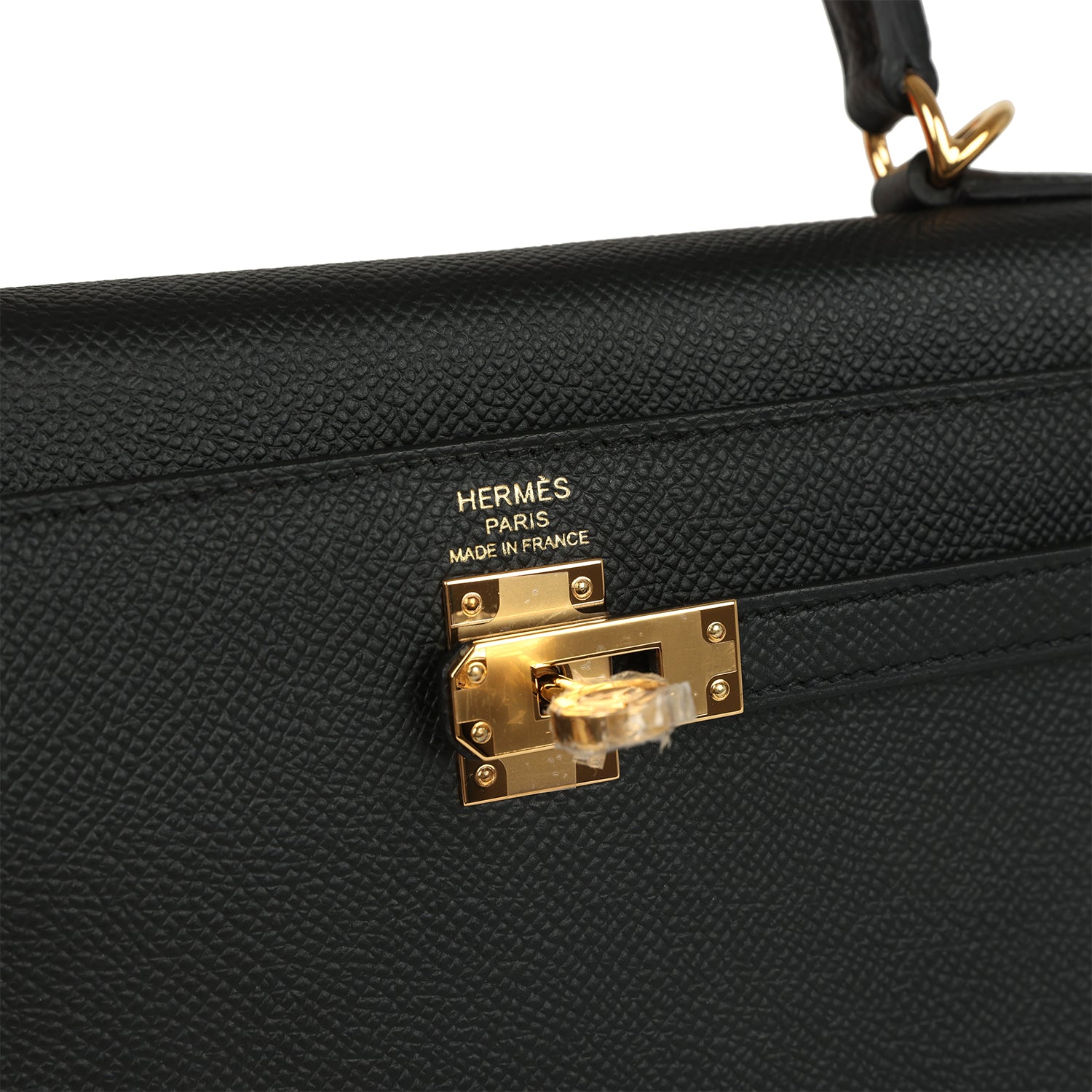 Hermes Kelly Sellier 25 Black Epsom Gold Hardware