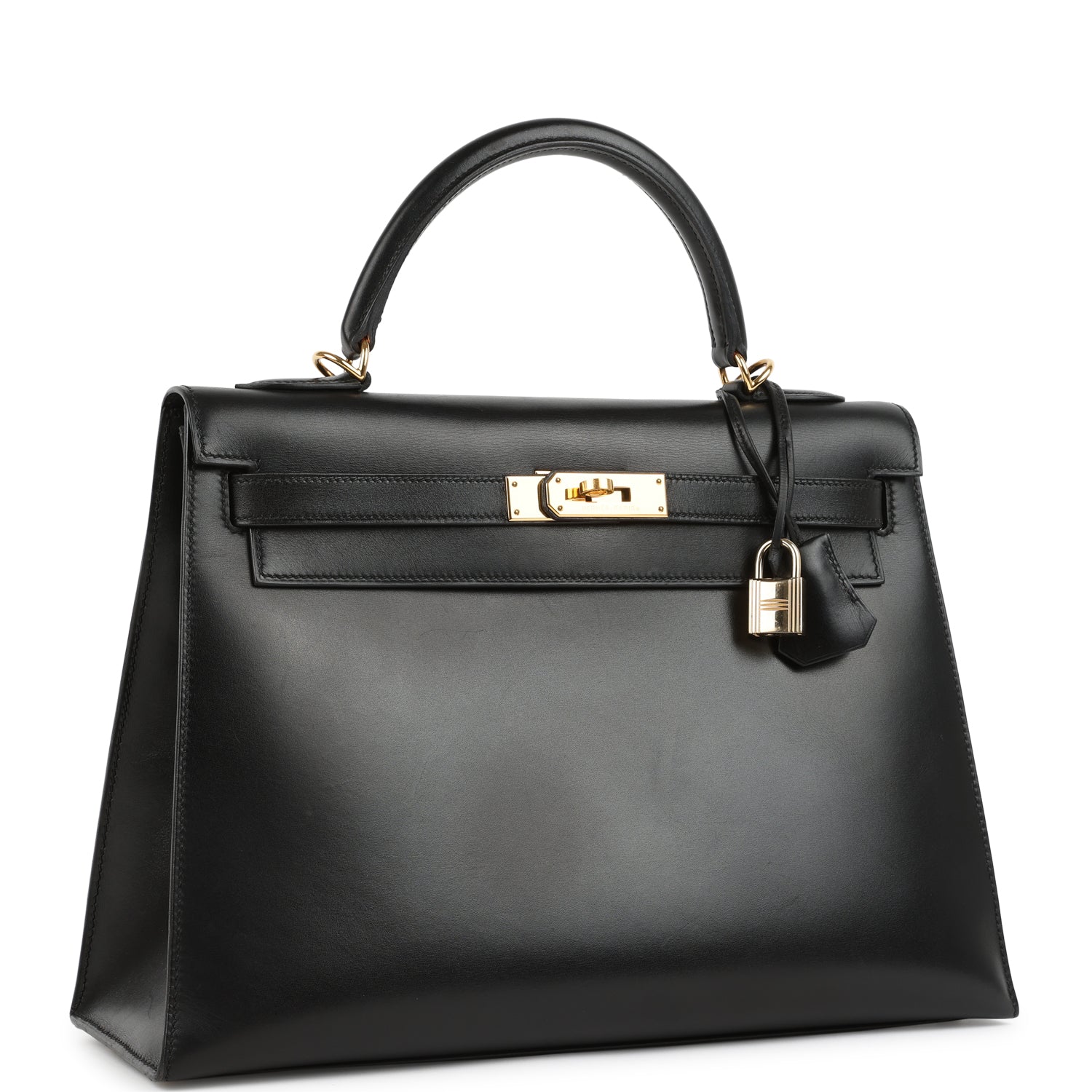 New Hermes Kelly Sellier 32 Black Box Gold Hardware