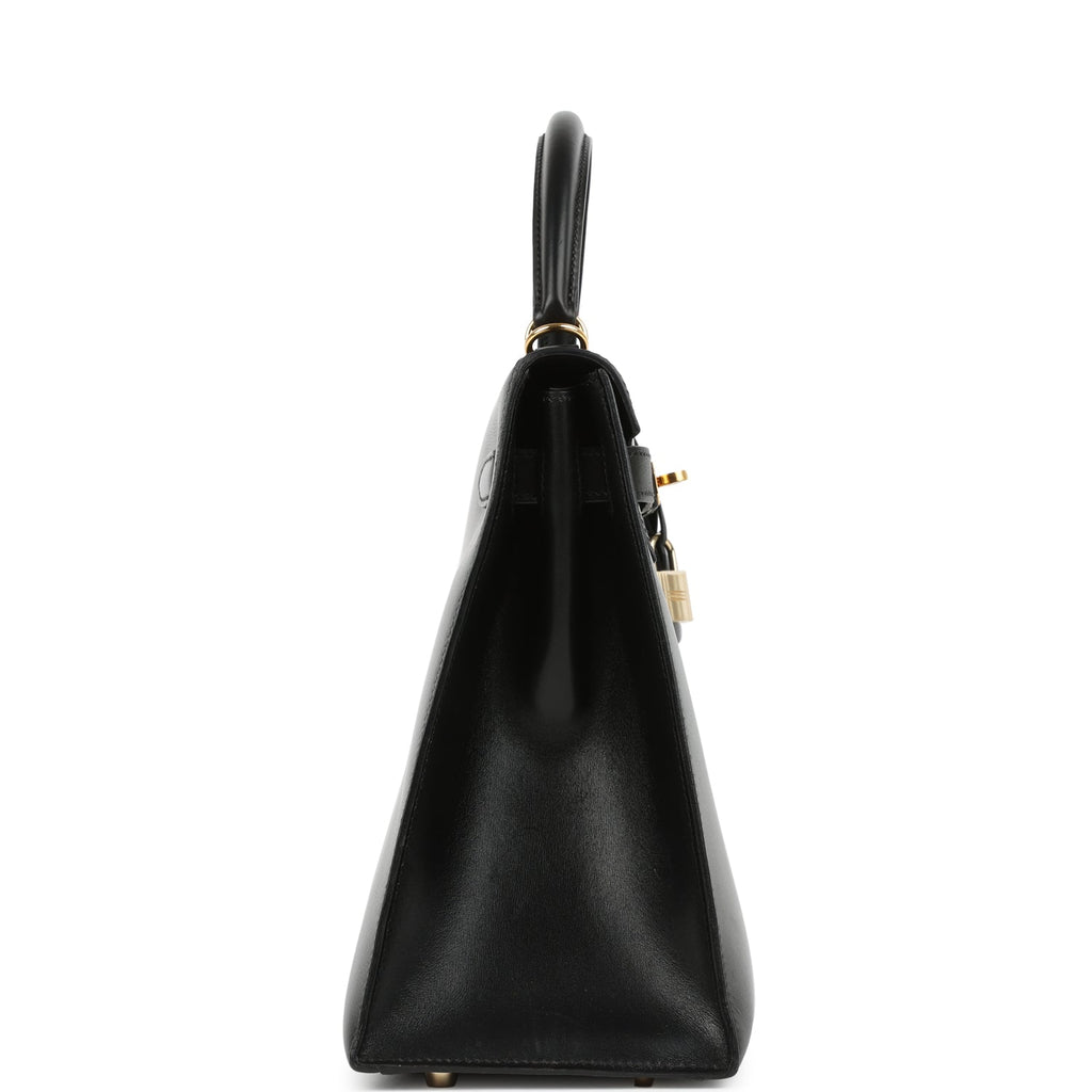 New Hermes Kelly Sellier 32 Black Box Gold Hardware