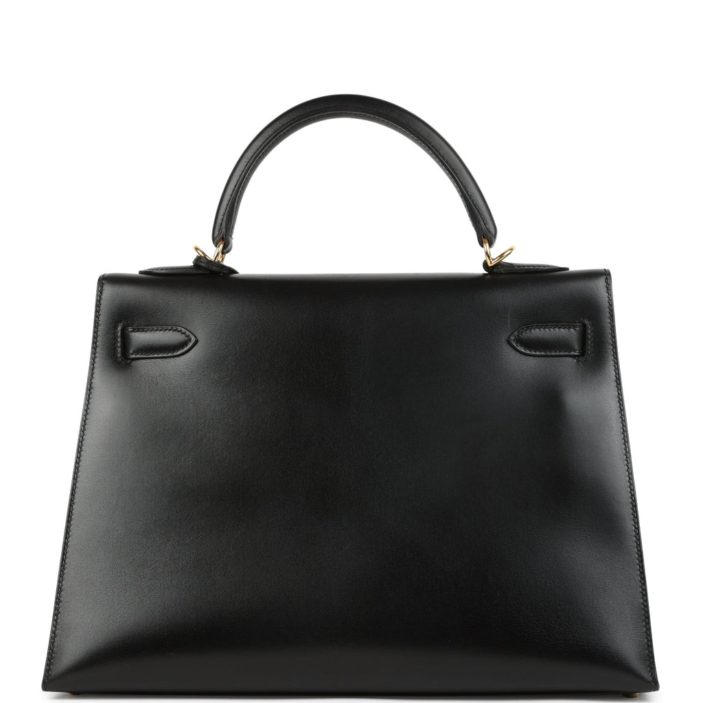 New Hermes Kelly Sellier 32 Black Box Gold Hardware