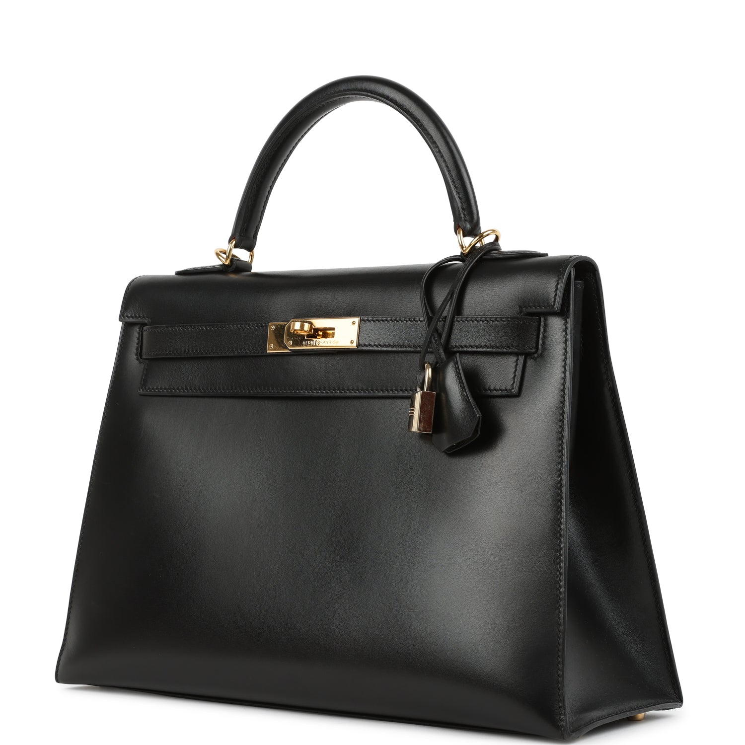 New Hermes Kelly Sellier 32 Black Box Gold Hardware