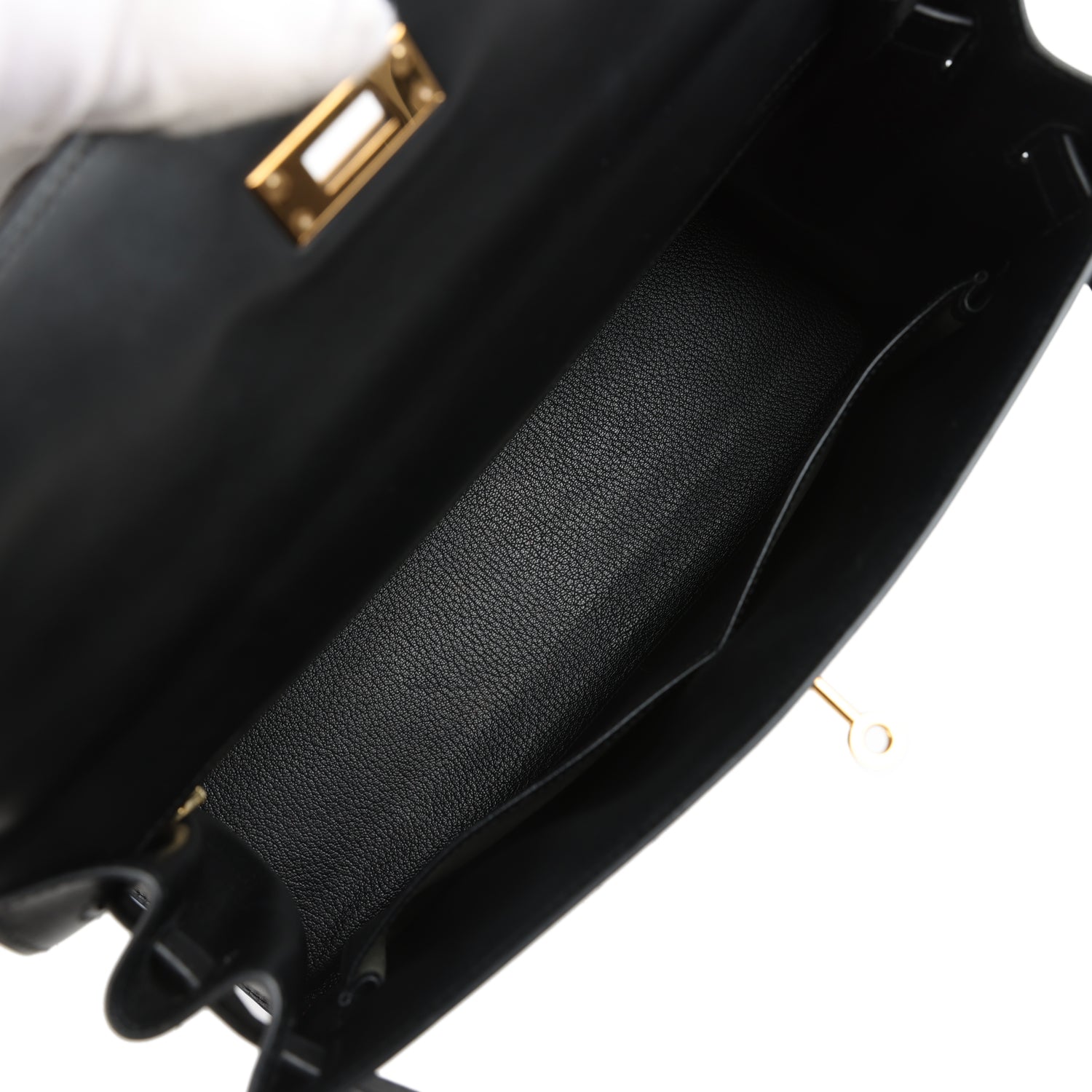 New Hermes Kelly Sellier 32 Black Box Gold Hardware