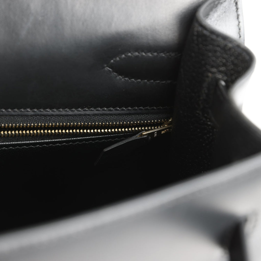 New Hermes Kelly Sellier 32 Black Box Gold Hardware