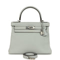 Hermes Kelly Retourne 28 Bleu Pale Clemence Palladium Hardware