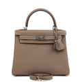 Pre-owned Hermes Kelly Retourne 25 Etoupe Togo Palladium Hardware