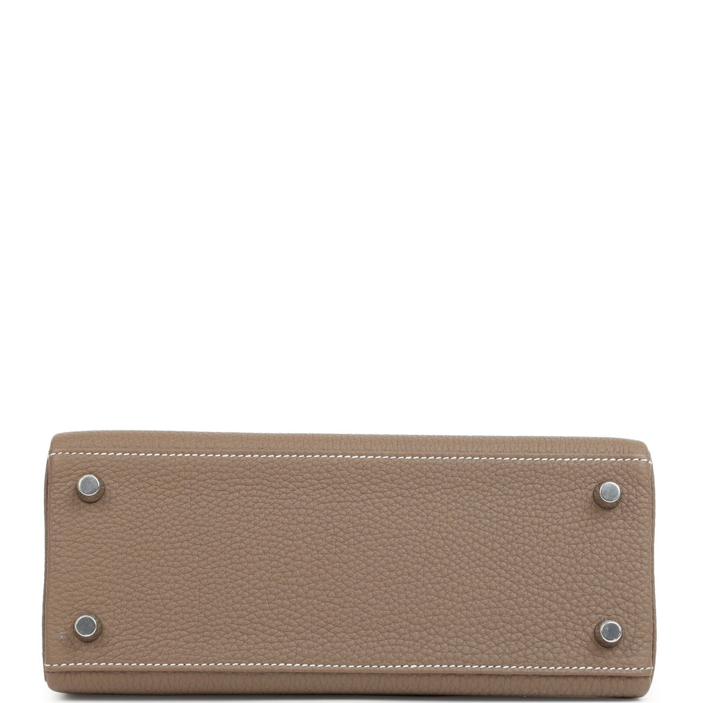 Pre-owned Hermes Kelly Retourne 25 Etoupe Togo Palladium Hardware
