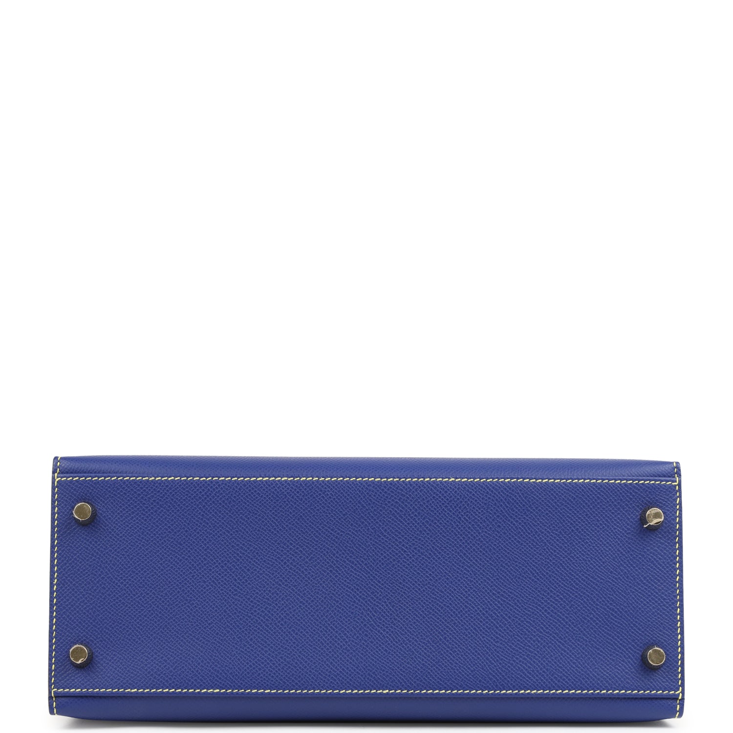 Hermes Special Order (HSS) Kelly Sellier 28 Bleu Electric and Lime Epsom Brushed Gold Hardware