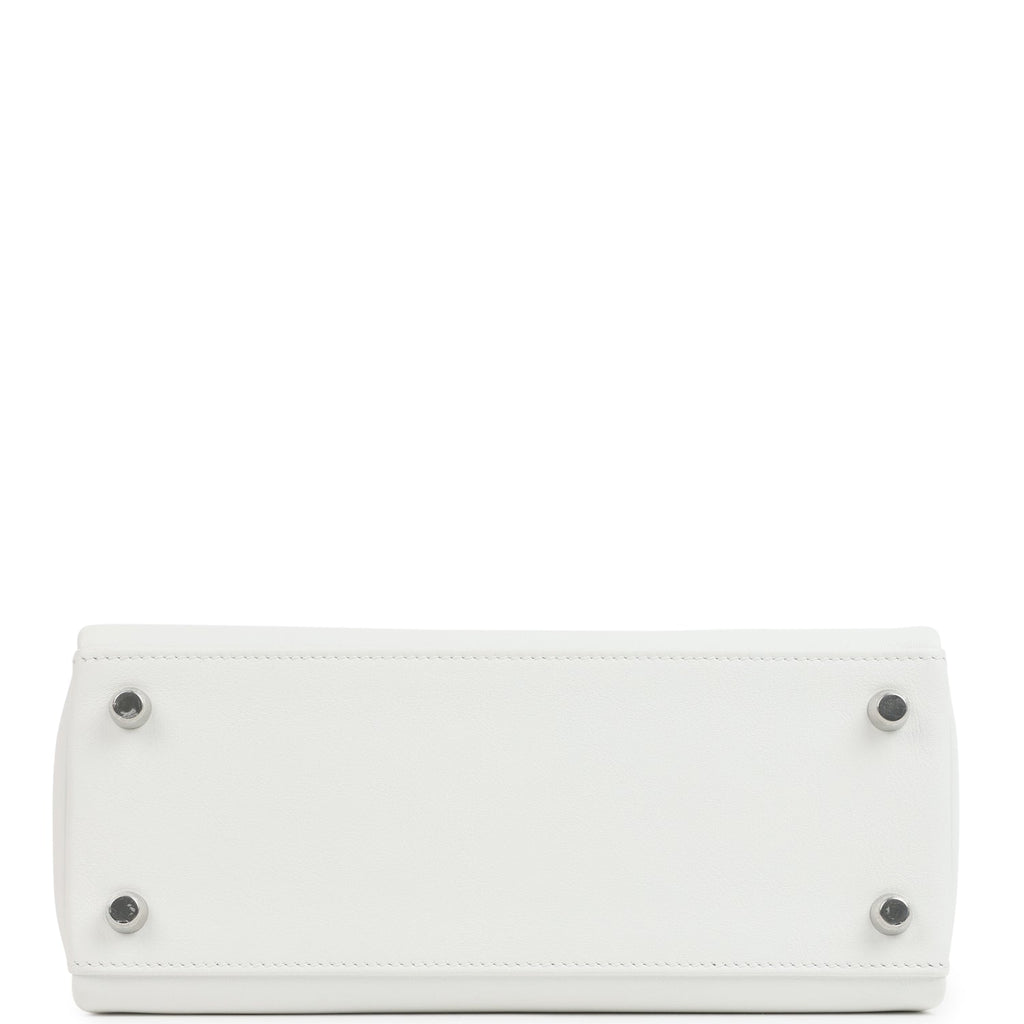 Hermes Kelly Retourne 25 New White Swift Palladium Hardware