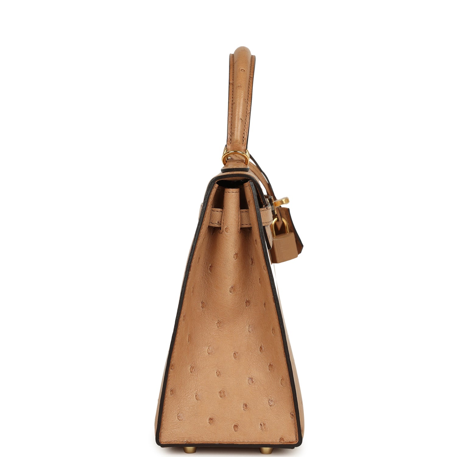 Hermes Kelly Sellier 25 Chai Ostrich Gold Hardware