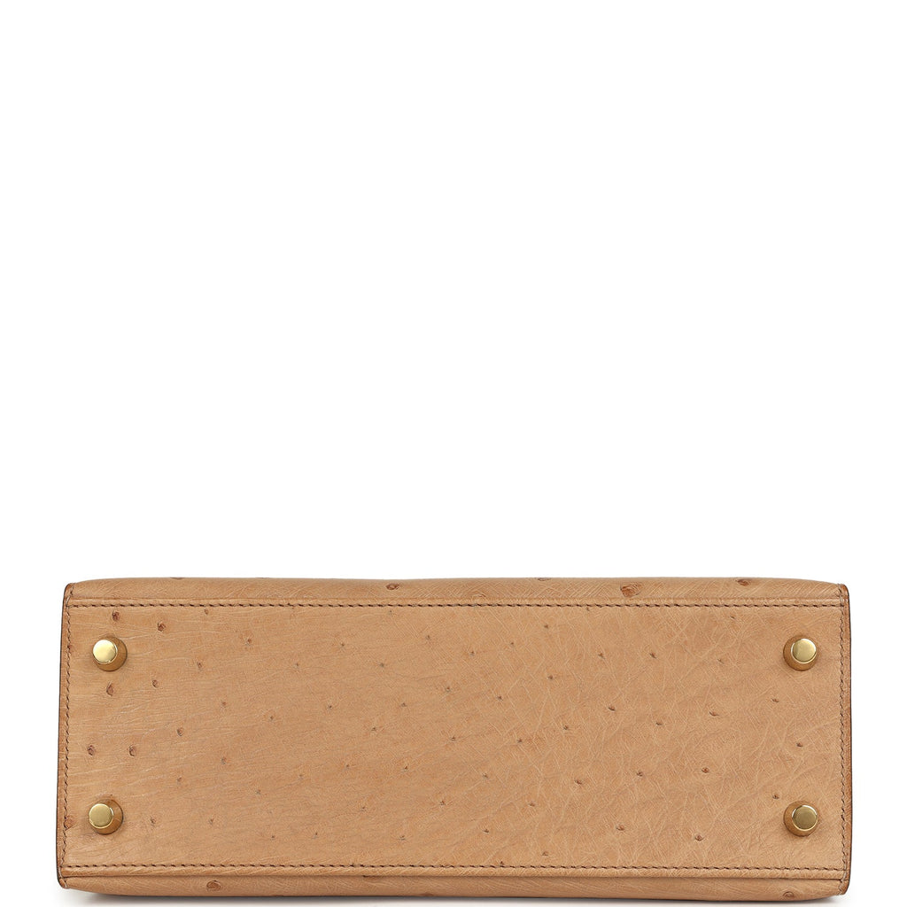 Hermes Kelly Sellier 25 Chai Ostrich Gold Hardware