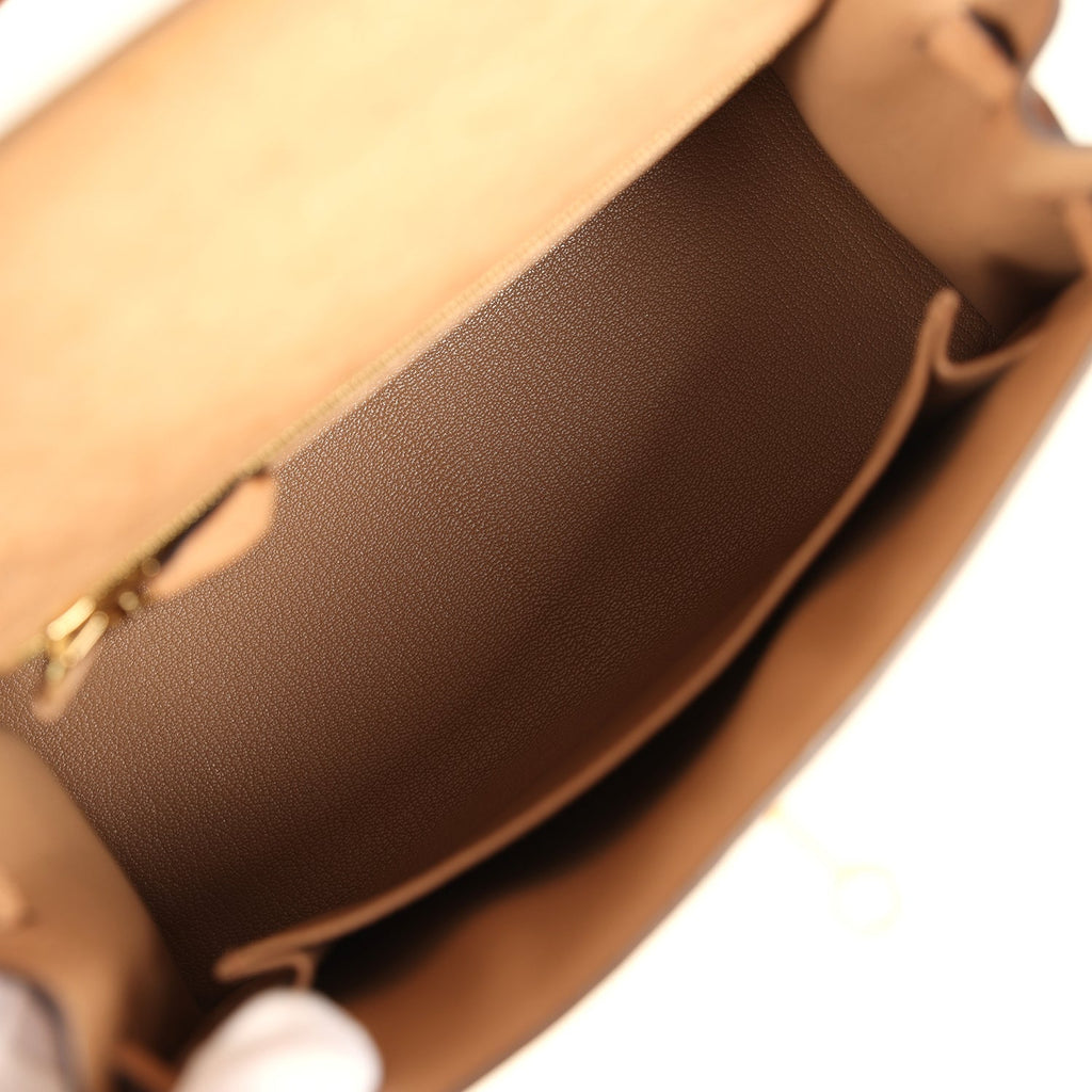 Hermes Kelly Sellier 25 Chai Ostrich Gold Hardware