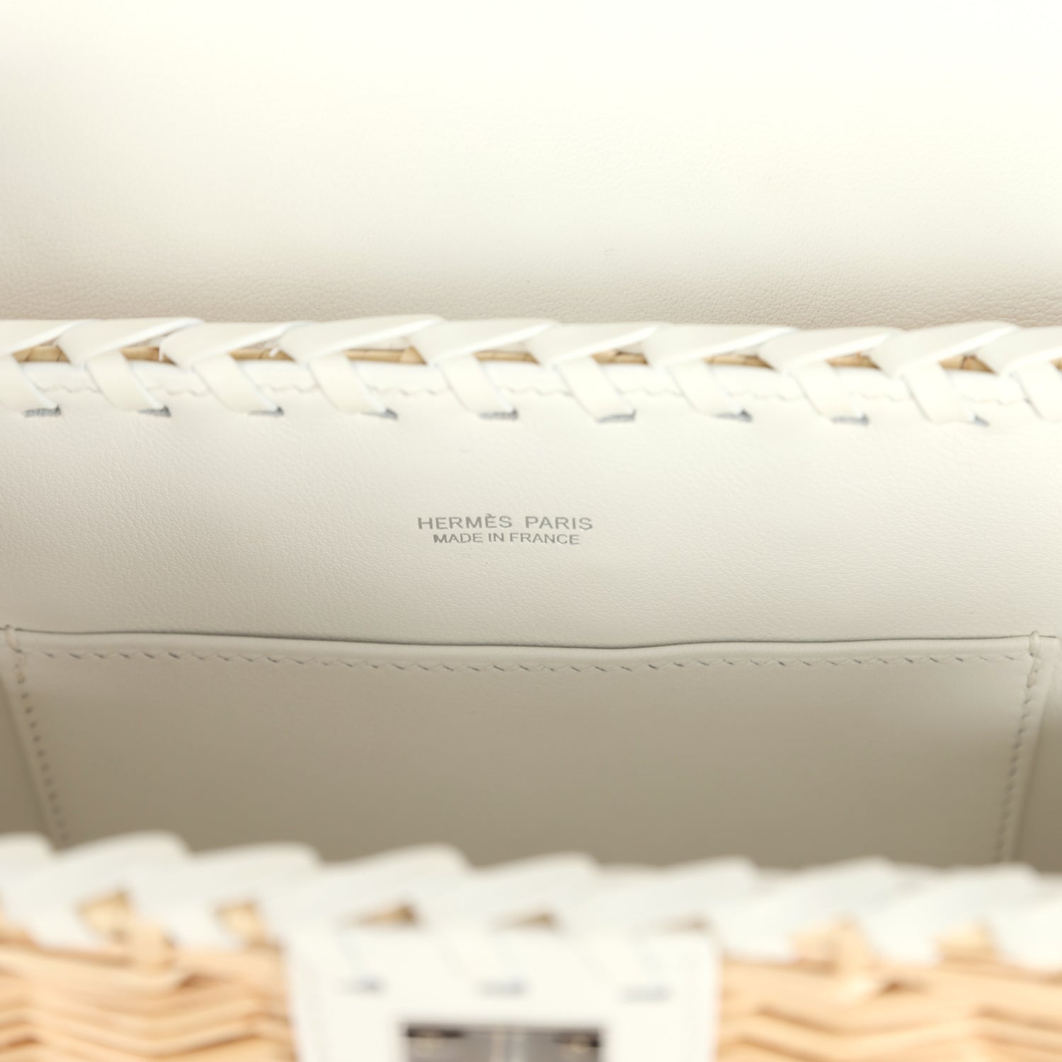 Hermes Mini Picnic Kelly 20 White Swift and Osier Wicker Palladium Hardware