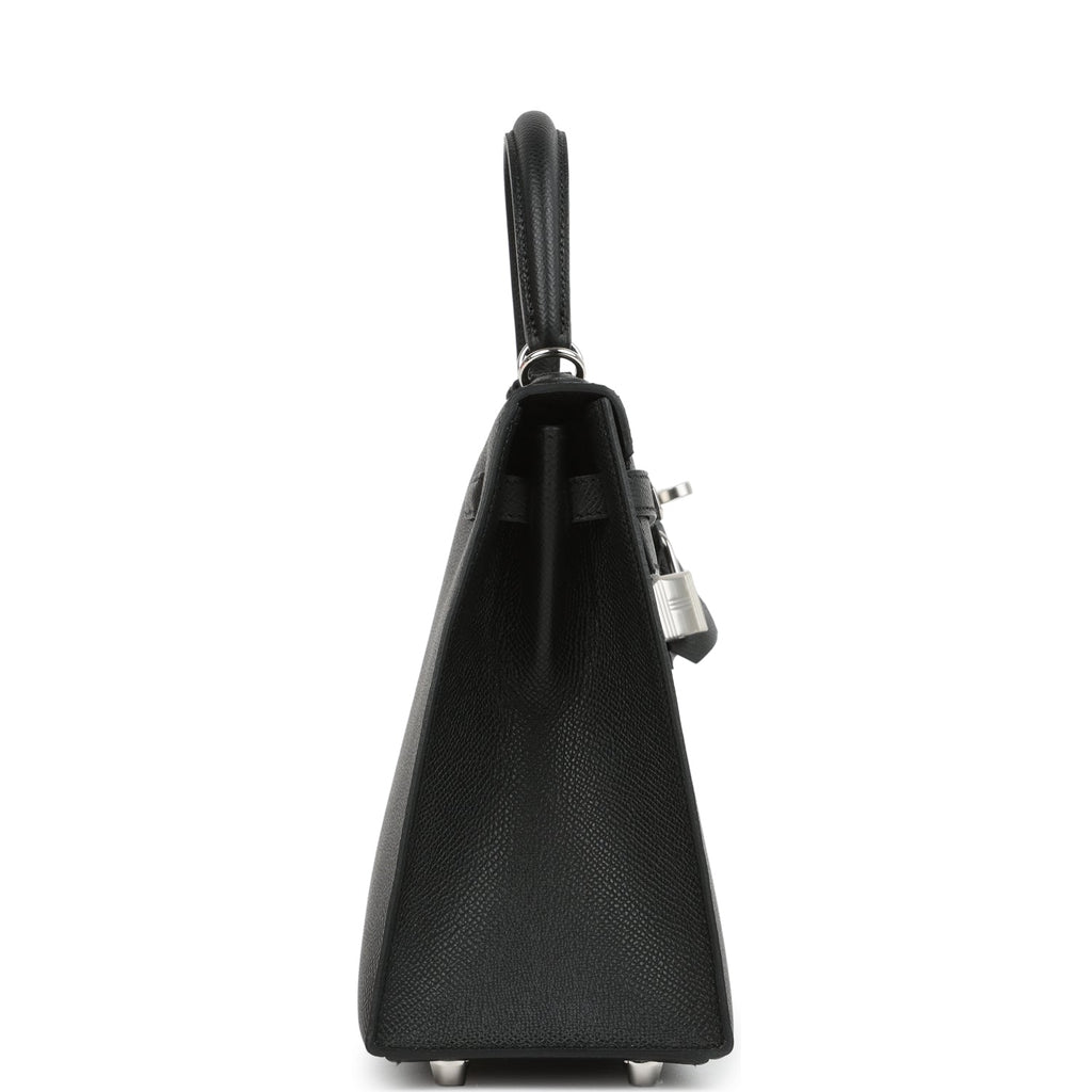 Hermes Kelly Sellier 25 Black Epsom Palladium Hardware