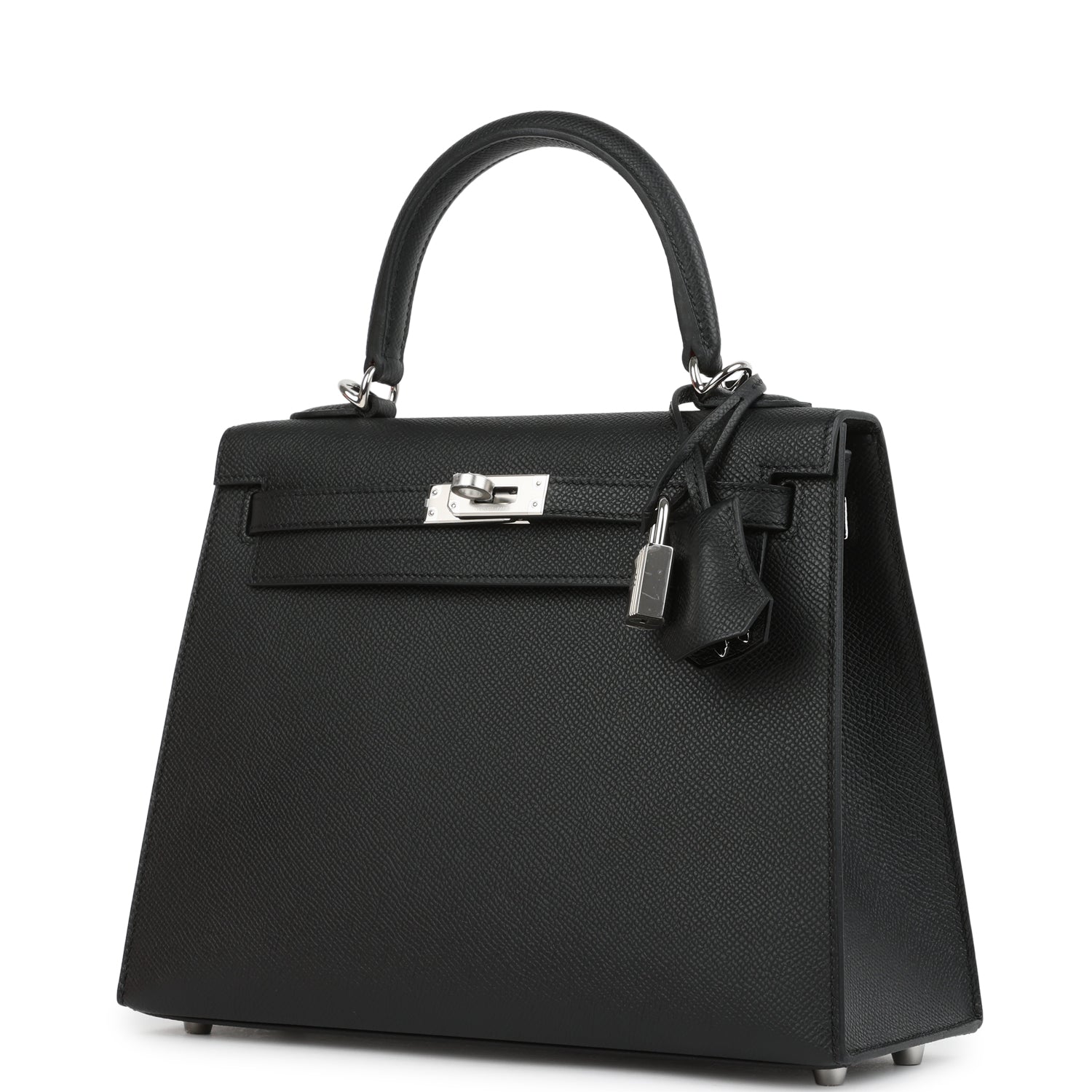 Hermes Kelly Sellier 25 Black Epsom Palladium Hardware