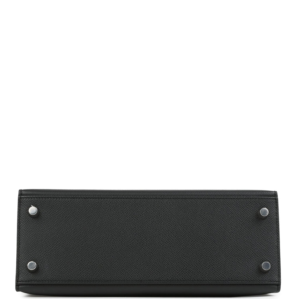 Hermes Kelly Sellier 25 Black Epsom Palladium Hardware