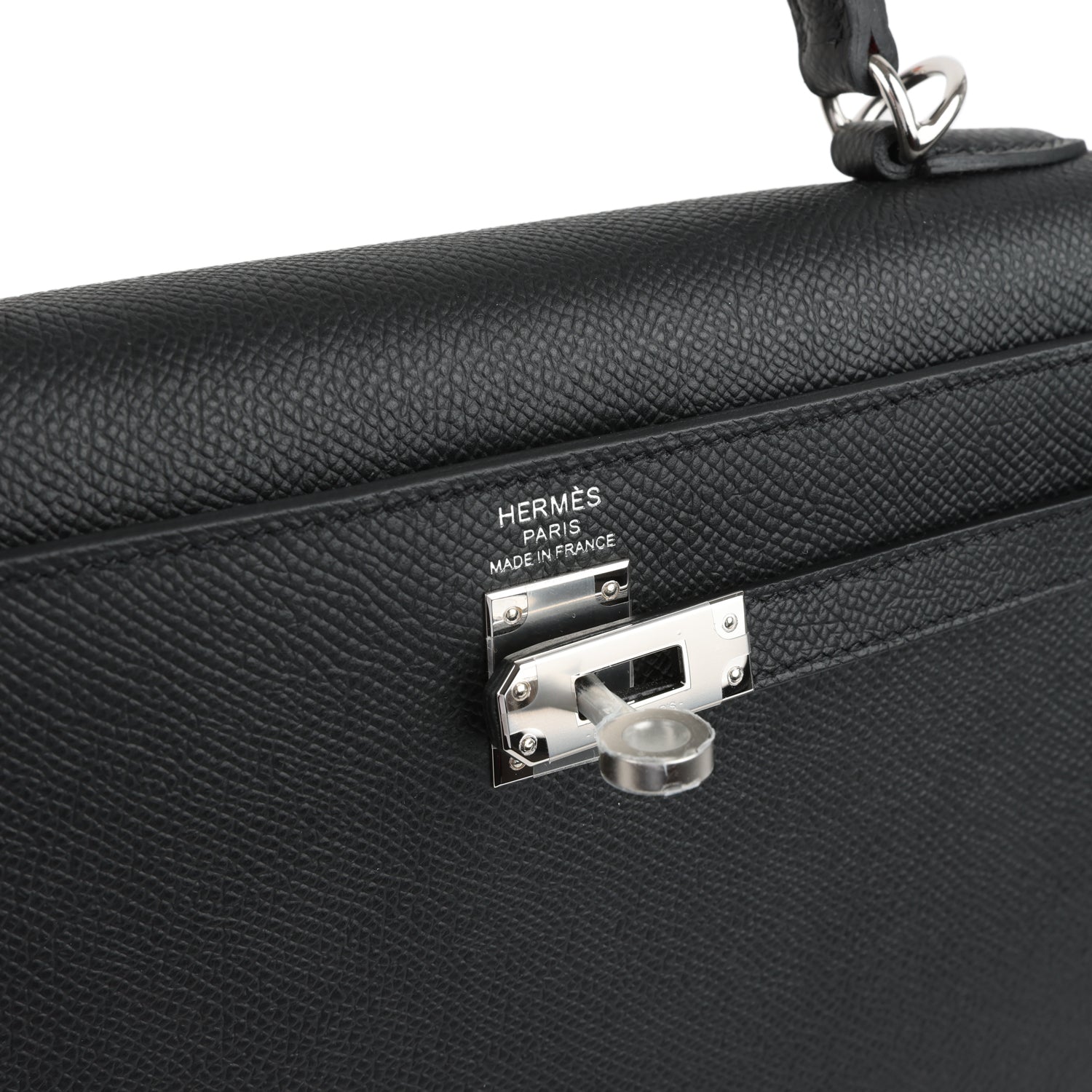 Hermes Kelly Sellier 25 Black Epsom Palladium Hardware