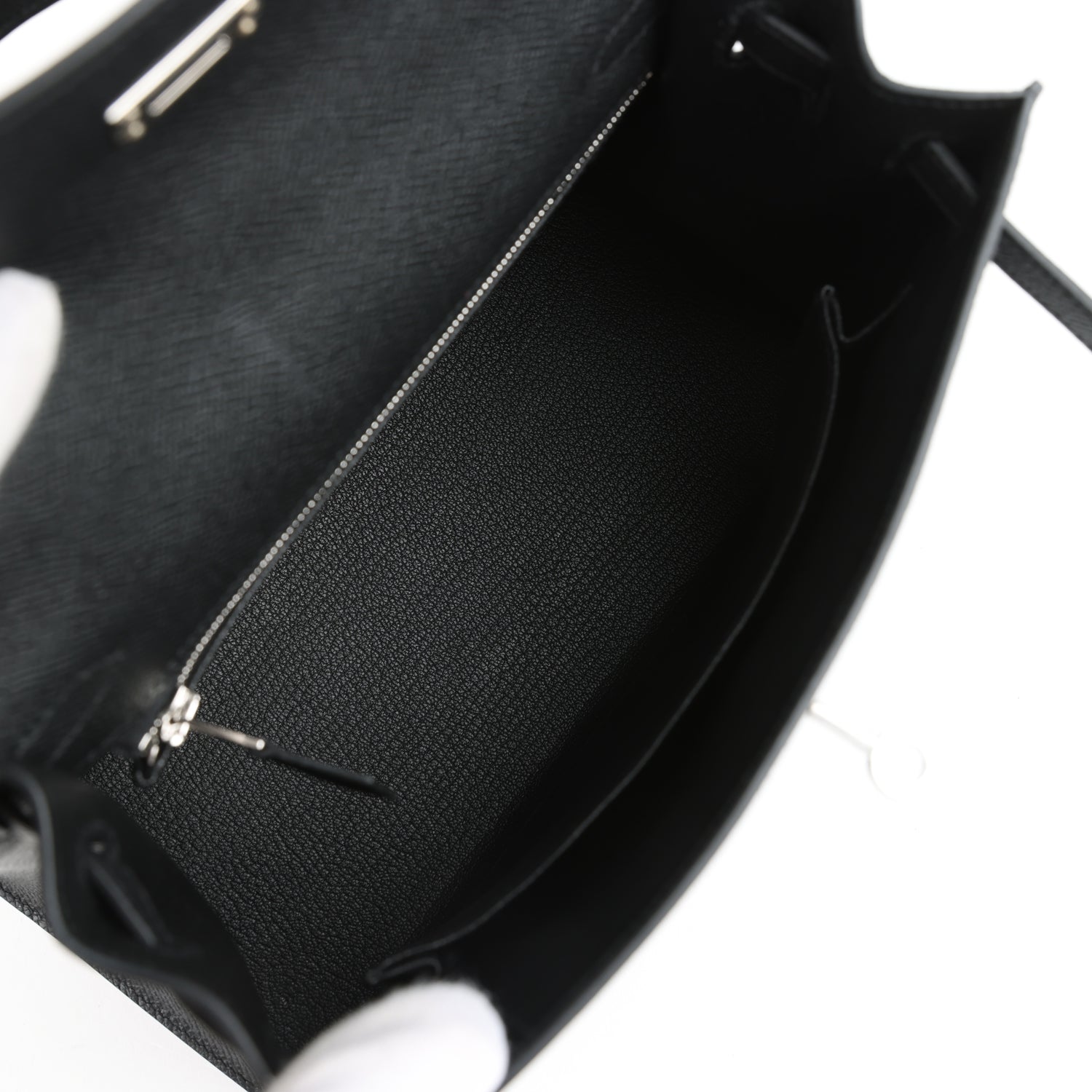 Hermes Kelly Sellier 25 Black Epsom Palladium Hardware