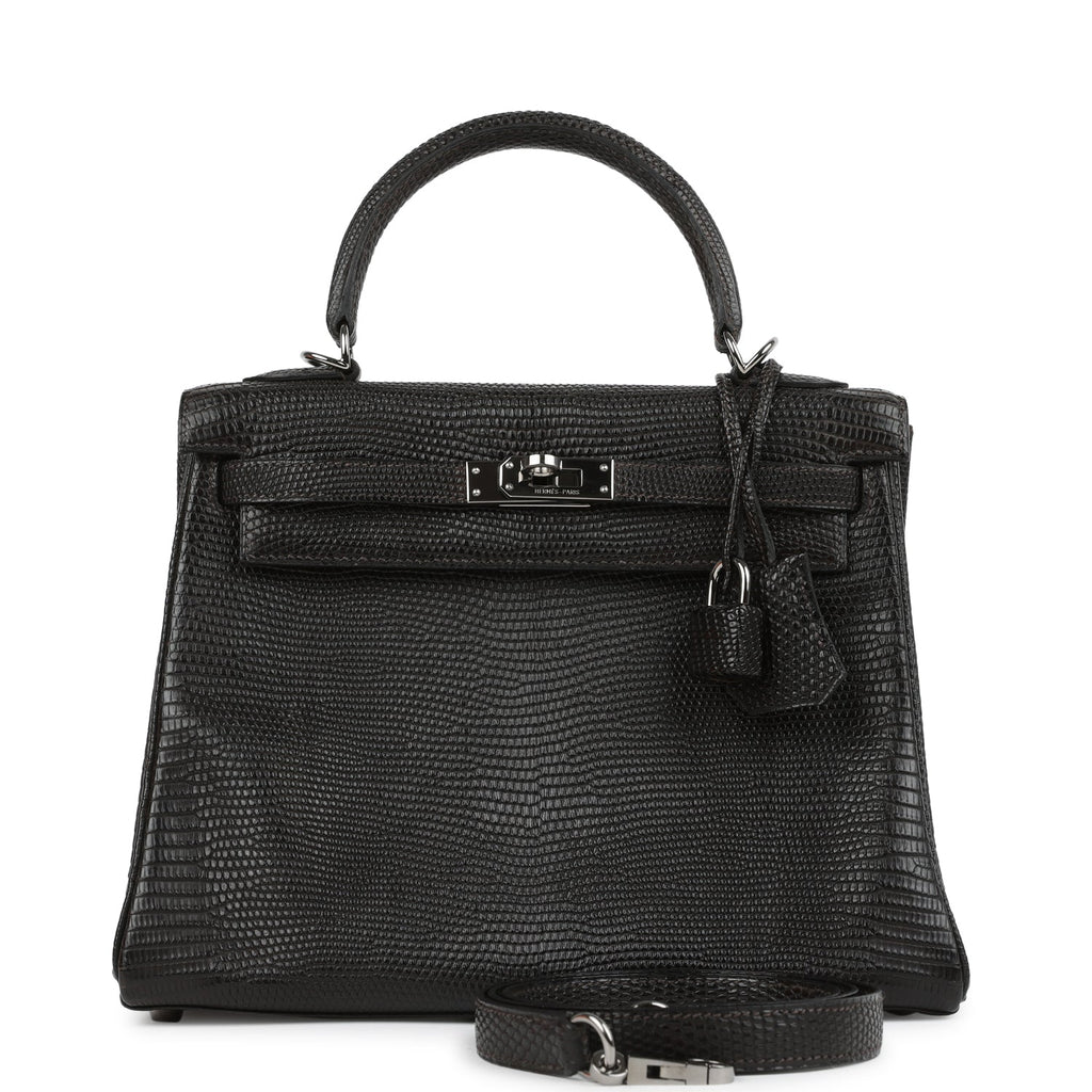 New Hermes Kelly Retourne 25 Cocoan Matte Varanus Salvator Lizard Ruthenium Hardware