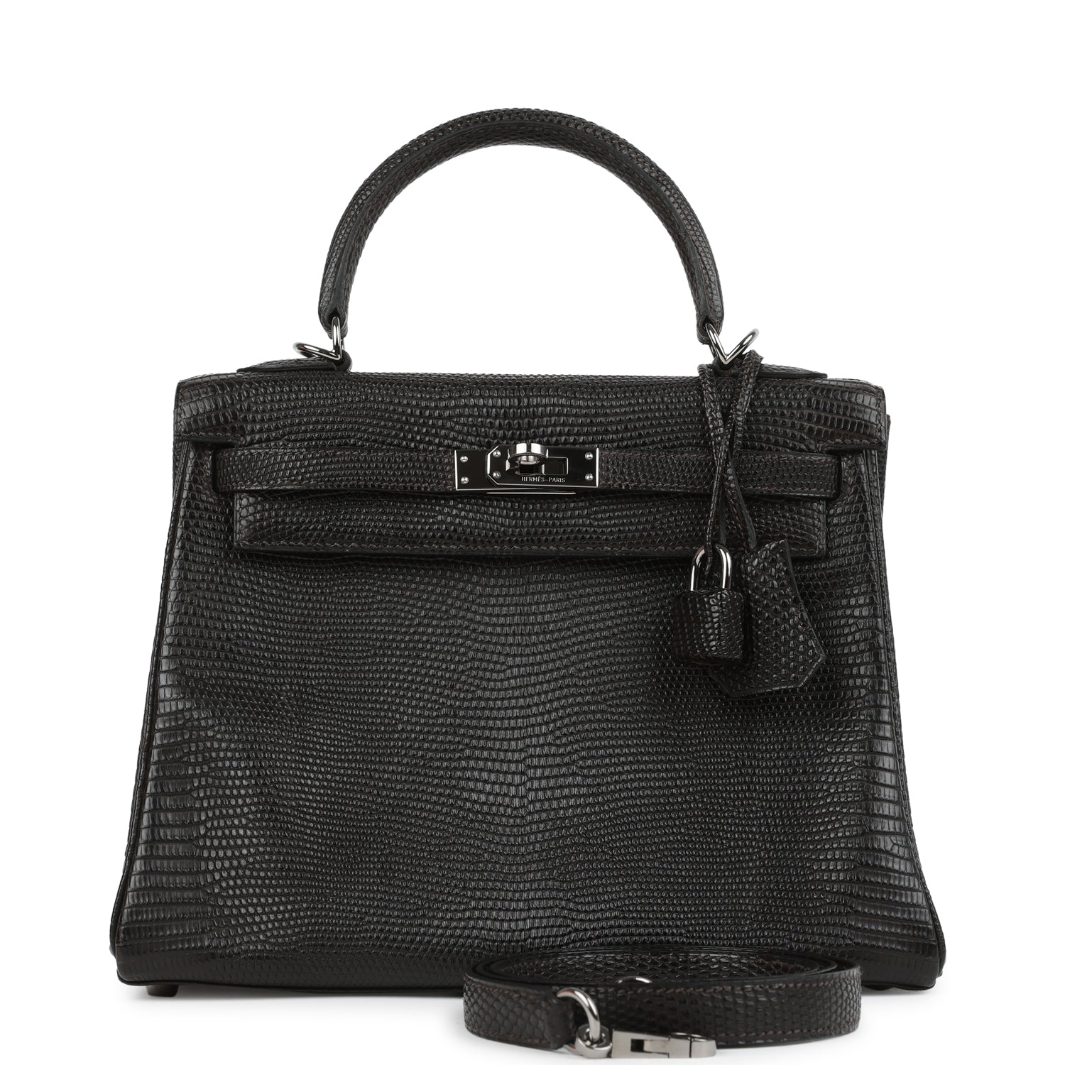 New Hermes Kelly Retourne 25 Cocoan Matte Varanus Salvator Lizard Ruthenium Hardware