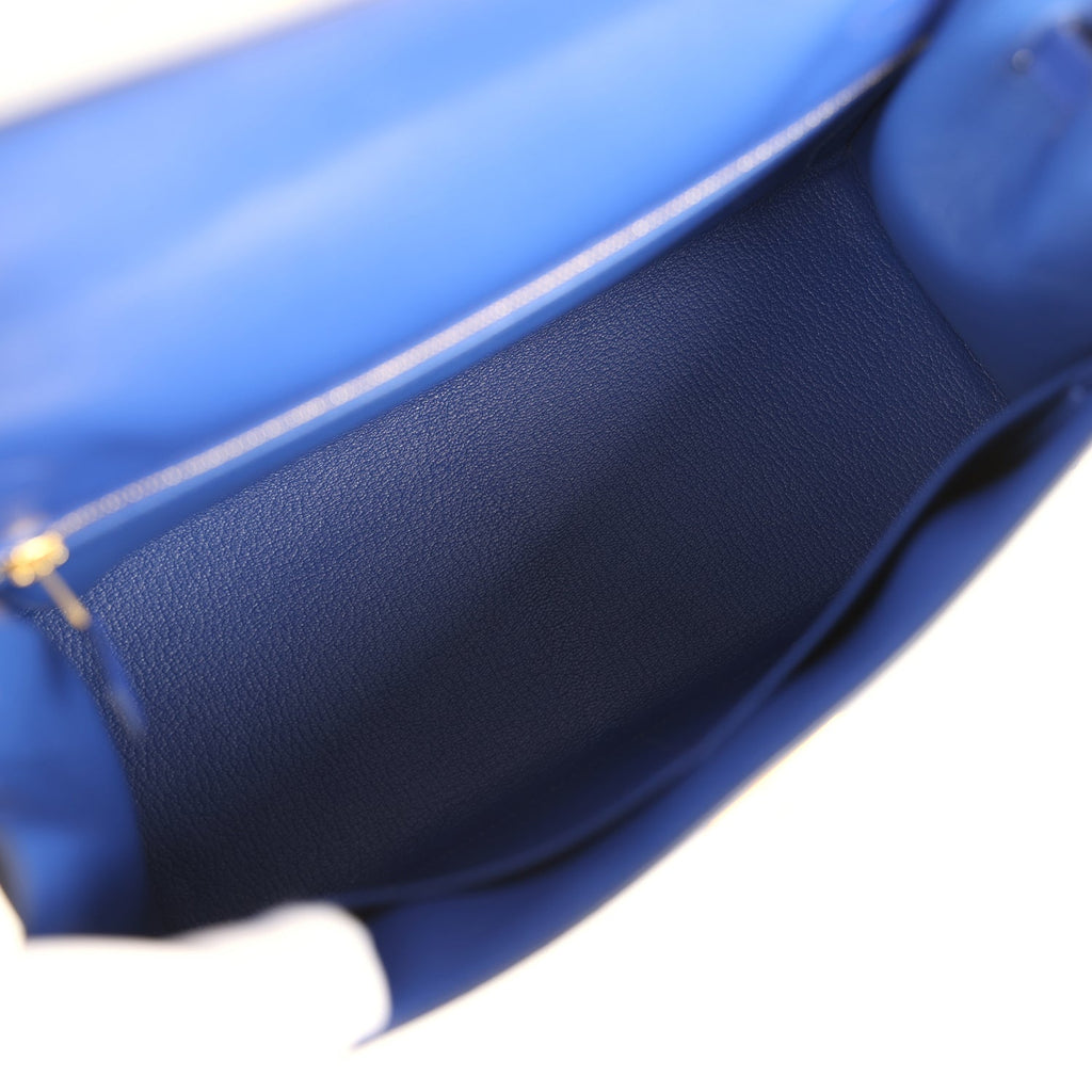 Hermes Kelly Sellier 28 Bleu Electric Tadelakt Gold Hardware