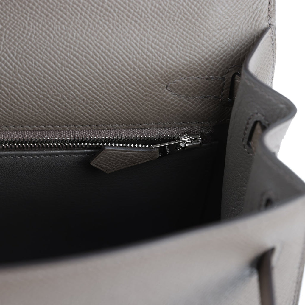 Hermes Kelly Sellier 25 Etain Epsom Palladium Hardware