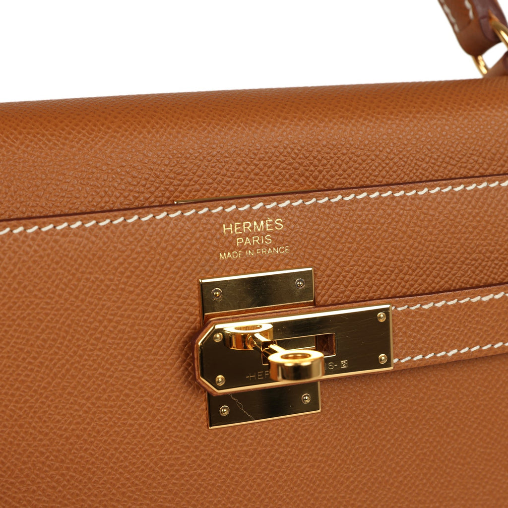 Hermes Kelly Sellier 32 Gold Epsom Gold Hardware