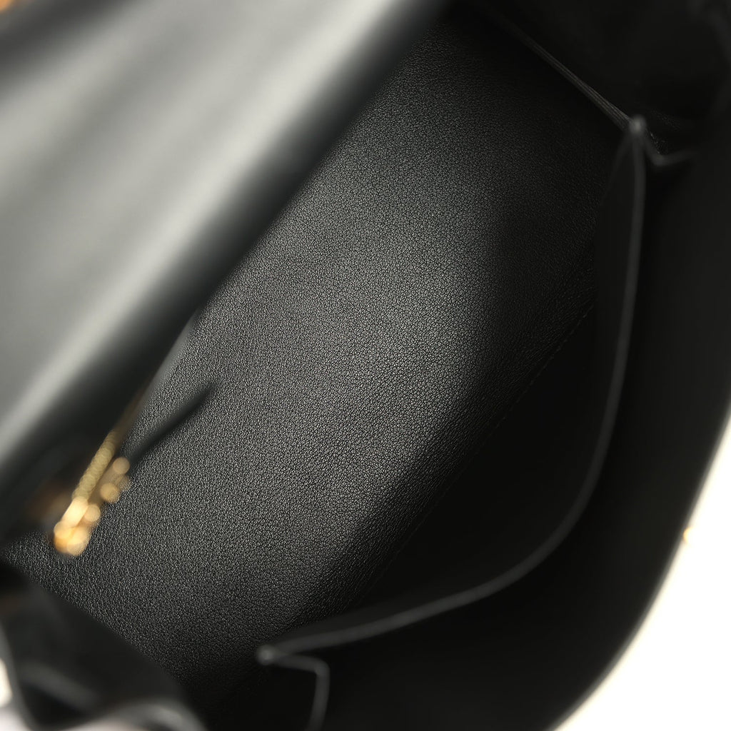 Hermes Kelly Retourne 25 Black Cheri Gold Hardware