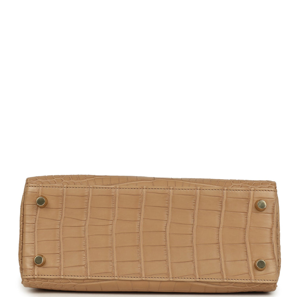 Hermes Kelly Retourne 25 Chai Matte Alligator Gold Hardware