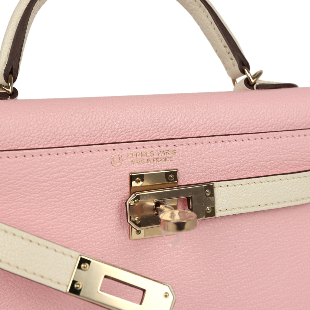 Hermes Special Order (HSS) Kelly Sellier 20 Rose Sakura and Nata Chevre Mysore Permabrass Hardware