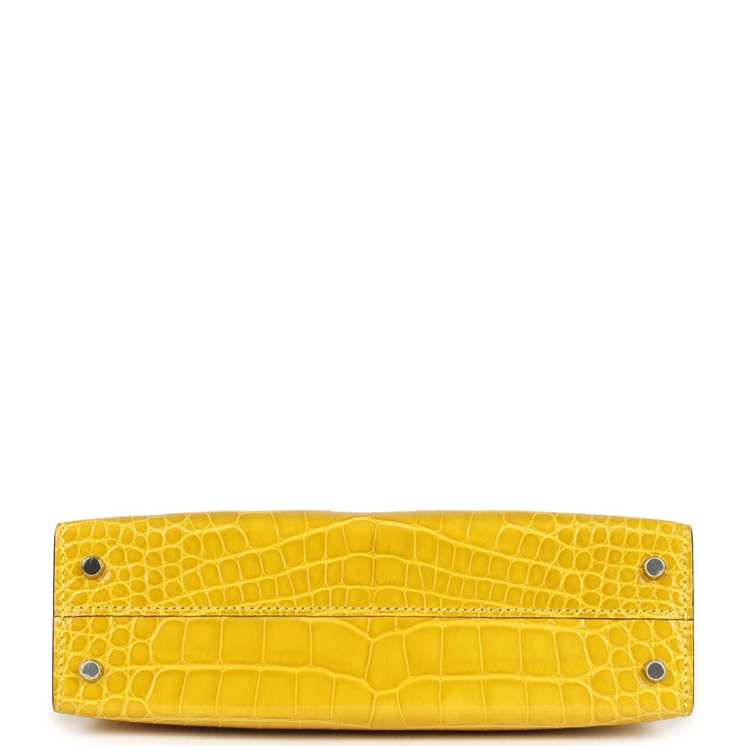 Pre-owned Hermes Kelly Sellier 20 Mimosa Shiny Alligator Palladium Hardware