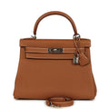 Pre-owned Hermes Kelly Retourne 28 Gold Togo Palladium Hardware