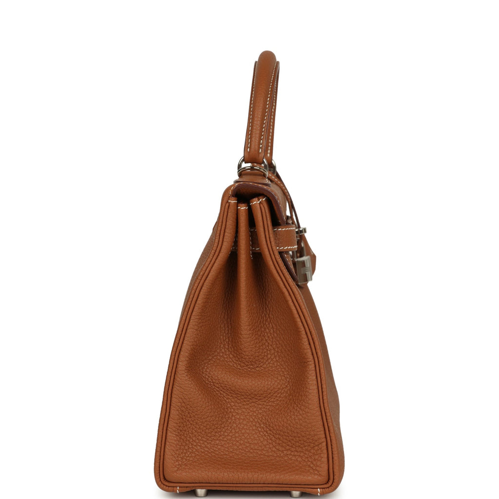 Pre-owned Hermes Kelly Retourne 28 Gold Togo Palladium Hardware