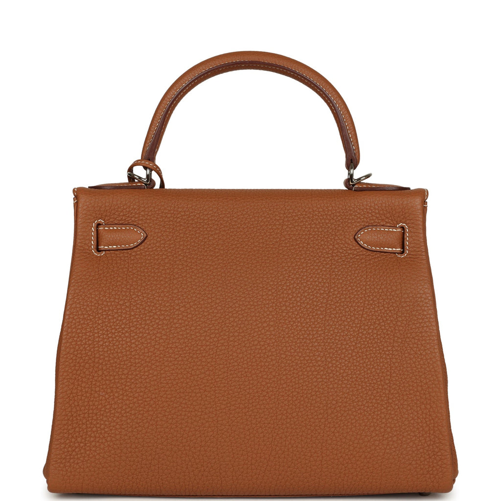 Pre-owned Hermes Kelly Retourne 28 Gold Togo Palladium Hardware