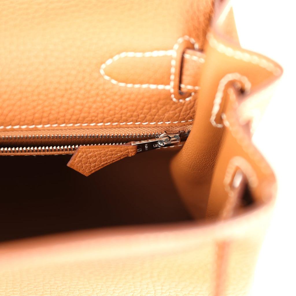 Pre-owned Hermes Kelly Retourne 28 Gold Togo Palladium Hardware